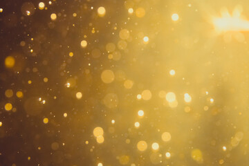 Dark Abstract Gold bokeh sparkle on black