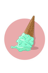 Spilled ice cream vector illustration