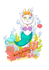 Obraz na płótnie Canvas cat mermaid 
