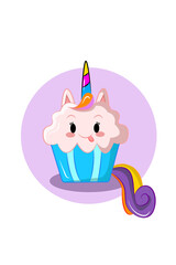 Beauty unicorn cake vector illustration