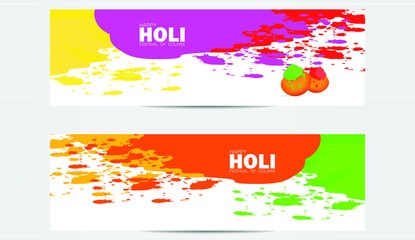 Illustration of abstract colorful Happy Holi background with text.