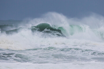Powerful Waves Send Up White Spray During an Oregon Coastal Storm