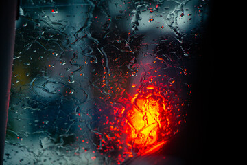 Water droplets on a car window in Japan