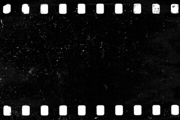 Dusty and grungy 35mm film texture material or surface. Dust particle and grain texture or dirt use for overlay film frame effect with space for vintage grunge design. - 404400017