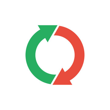 two round arrows, vector icon