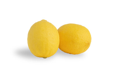 Two ripe lemon on the white background with clipping paths