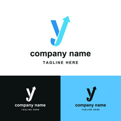 initial letter y with upward arrow for finance, development, success, training business logo concept
