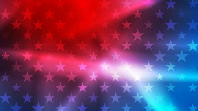 USA colors, stars and smooth stripes abstract bright motion design. Independence Day modern background. Seamless looping. Video animation Ultra HD 4K 3840x2160
