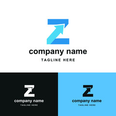 initial letter z with upward arrow for finance, development, success, training business logo concept
