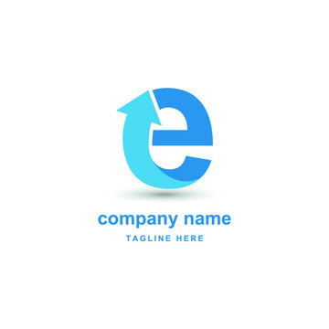 Initial Letter E With Upward Arrow For Finance, Development, Success, Training Business Logo Concept