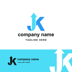 initial letter k with upward arrow for finance, development, success, training business logo concept