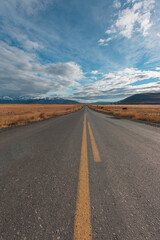 Road trip in Chile, South America, beautiful roads, beautiful grasslands.