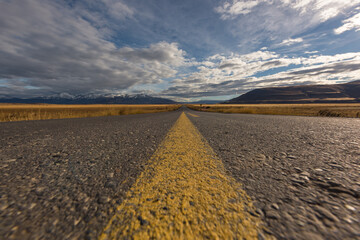 Road trip in Chile, South America, beautiful roads, beautiful grasslands.