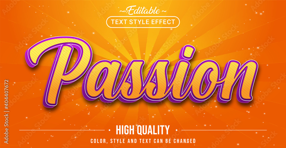 Poster Editable text style effect - Passion text style theme.