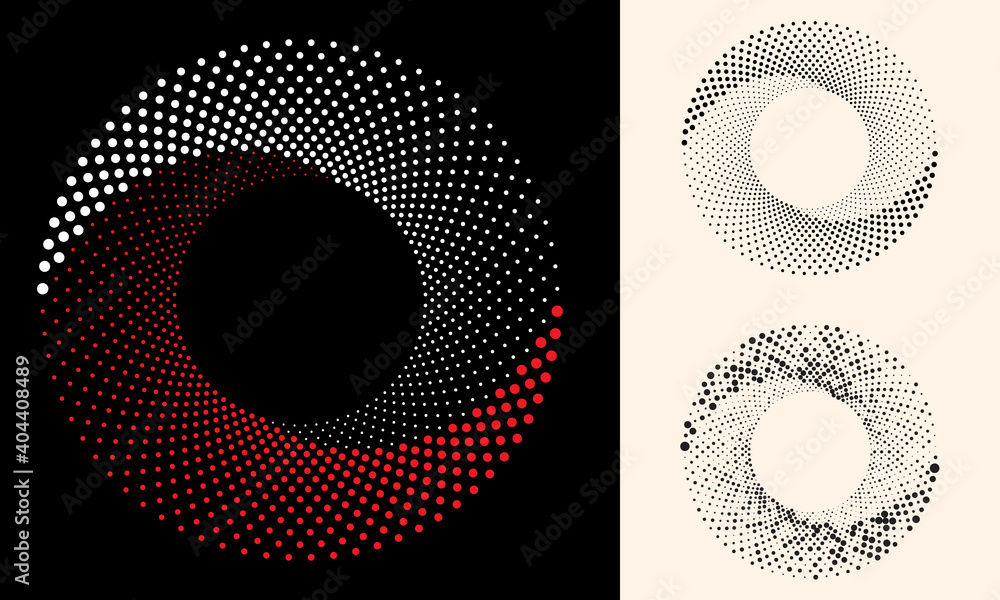 Poster abstract dotted vector background. halftone effect. spiral dotted background or icon. yin and yang s