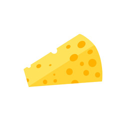 A piece of cheese on a white background. Dairy products. Flat vector illustration