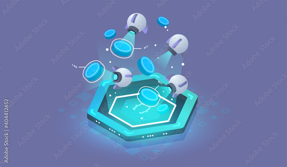 Poster software development, concept of programming, data processing. isometric vector illustration.
