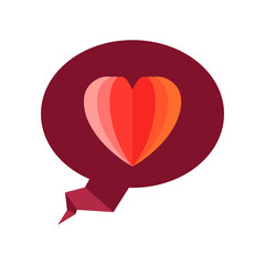 Love heart in speech bubble. Communication symbol