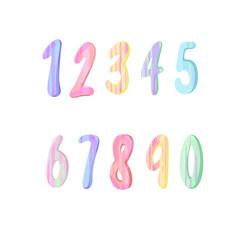 A set of numbers. Color numbers of cartoons. Vector set of 1-9-digit children's icons