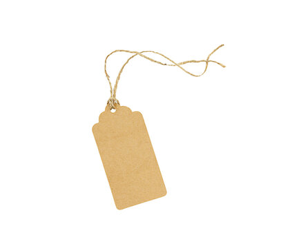 Carton tag for gift box with space for text isolated on white background. Top view.