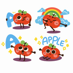 cute learn alphabet poster for kid doodle illustration