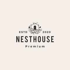 nest house hipster vintage logo vector icon illustration