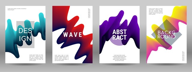Obraz na płótnie Canvas Collection of modern abstract covers. Geometric wave shape with liquid colorful gradient. It is suitable for posters, flyers, banners, etc. Vector illustration