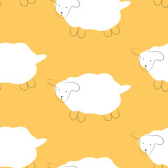 Seamless pattern with sheep. Graphic print with animal.