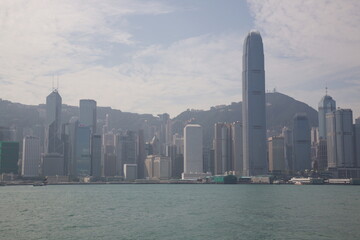 Fototapeta premium View of Victoria Harbor Skyline in Hong Kong, China