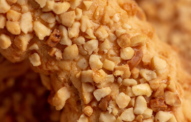 Shortbread cookies with nuts close-up. Background
