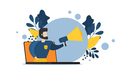 Online shopping salesman flat vector image