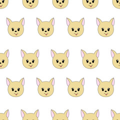 Seamless pattern with cute cartoon dog. Vector illustration.	