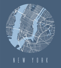 New York map poster. Decorative design street map of New York city, cityscape aria panorama. - obrazy, fototapety, plakaty