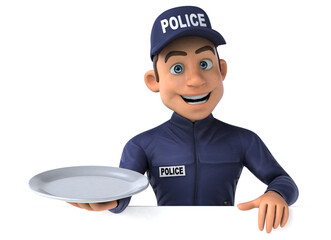 Fun 3D illustration of a cartoon Police Officer