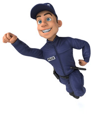 Fun 3D illustration of a cartoon Police Officer