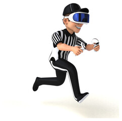 Fototapeta na wymiar Fun 3D Illustration of a referee with a VR Helmet