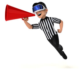 Fun 3D Illustration of a referee with a VR Helmet
