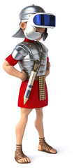 Naklejka premium Fun 3D Illustration of a roman soldier with a VR Helmet