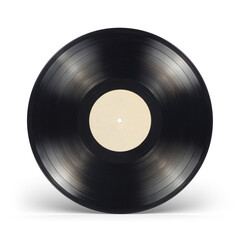 12-inch vinyl record with blank label isolated.