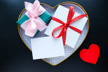 valentine's day background. valentine's day gift concept. heart shaped gift box