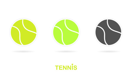 Tennis balls on white background. Set of yellow, green and black volume tennis balls, Vector Illustration EPS 10