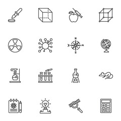 Science and technology line icons set, outline vector symbol collection, linear style pictogram pack. Signs, logo illustration. Set includes icons as scientific research, laboratory experiment