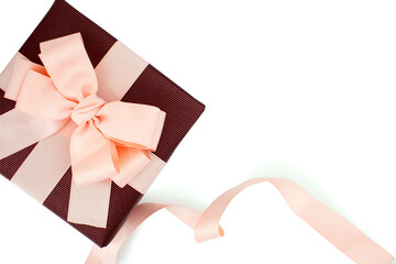 분홍색 리본 포장 선물, 발렌타인데이 이미지