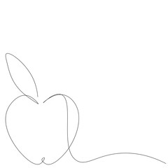 Apple icon on white background one line drawing, vector illustration	