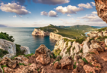 Panoramic view of the protected marine natural area of Capo Caccia, Alghero - Sardinia