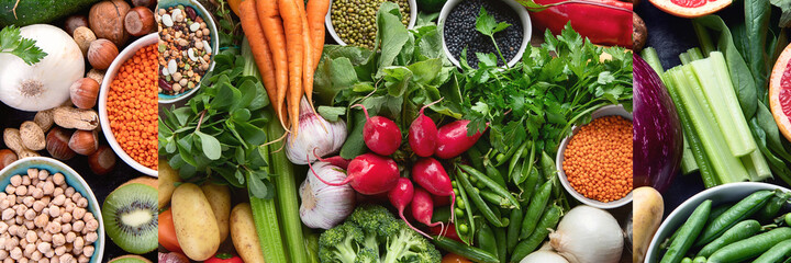 Collage of healthy eating ingredients