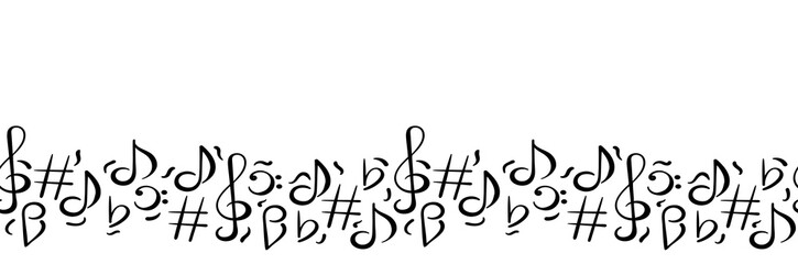 Music concert festival doodle vector background. Hand drawn border.