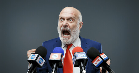 Aggressive politician during his speech