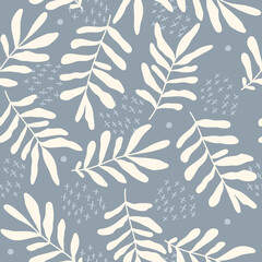 Plants, flowers and herbs, seamless botanical pattern, ideal for application on fabric or paper, for interior decoration