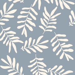 Fototapeta premium Plants, flowers and herbs, seamless botanical pattern, ideal for application on fabric or paper, for interior decoration